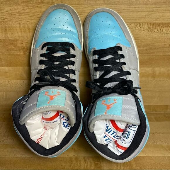 Nike Retro Air Jordan 1 High GS Tide Pool Teal Gray Shoes Size 7Y Womens 8.5 - Picture 5 of 7
